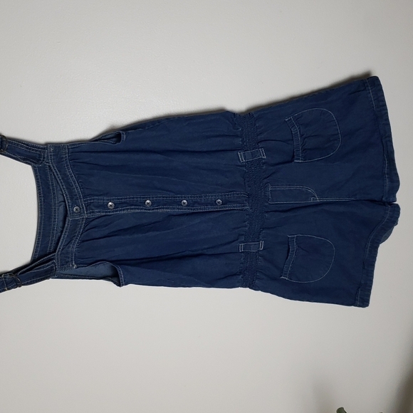 Levi's denim romper, denim shorts, overall, elastic waist women's size medium - Picture 6 of 8